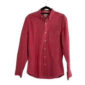 J Crew Men's Classic Heather Red Button Up Medium
